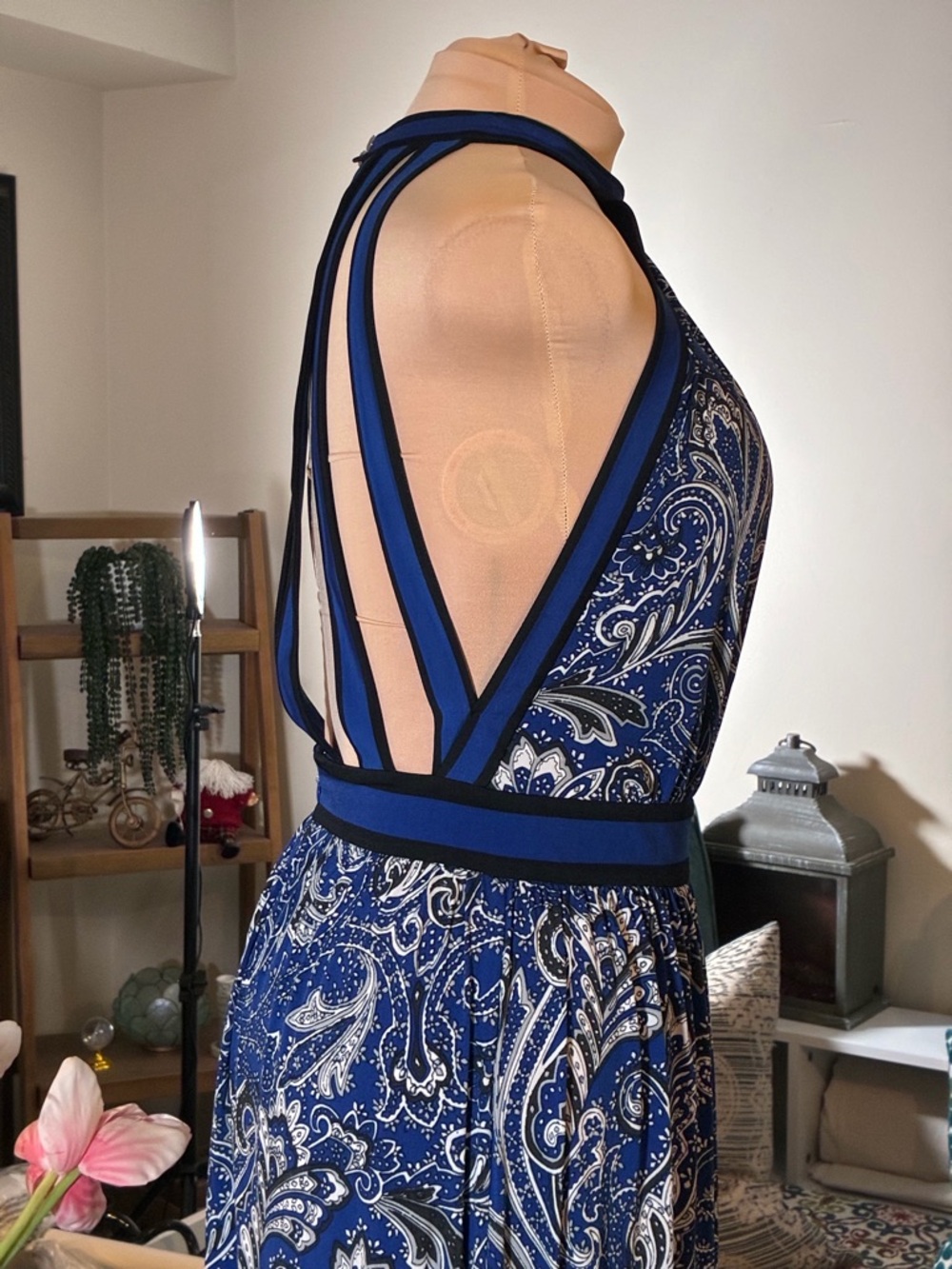 Michael Kors Blue Paisley Halter Maxi Dress - Picture 7 of 10